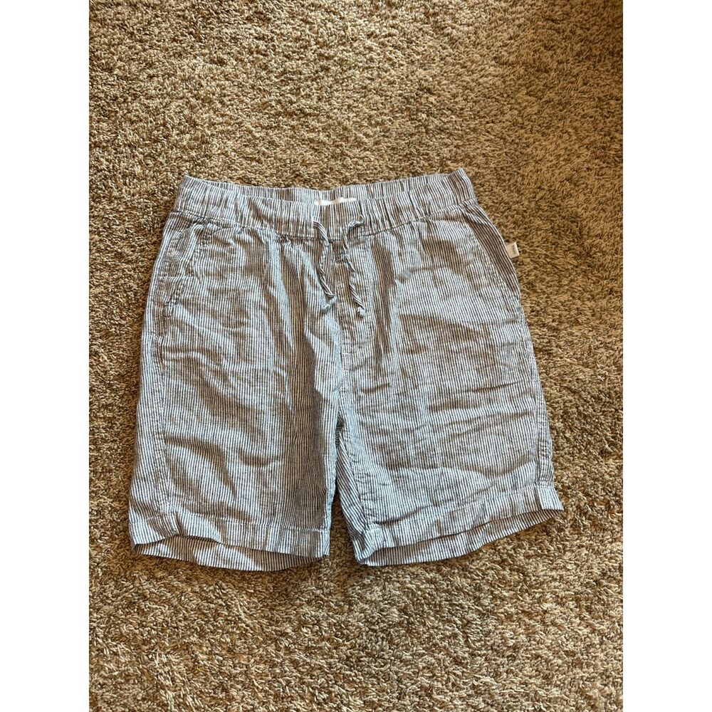 Onia striped linen blend shorts